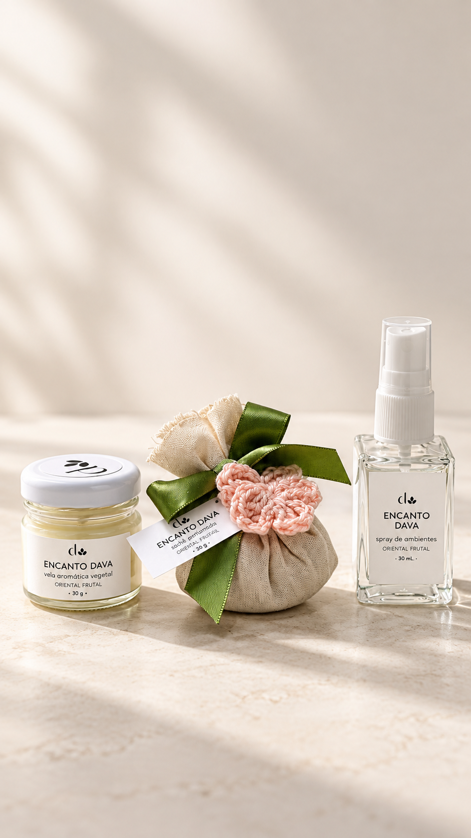 Kit Toque de Carinho - Mini Vela Aromatica, Mini Spray para Ambientes, Sachê Perfumado - Imagem 2